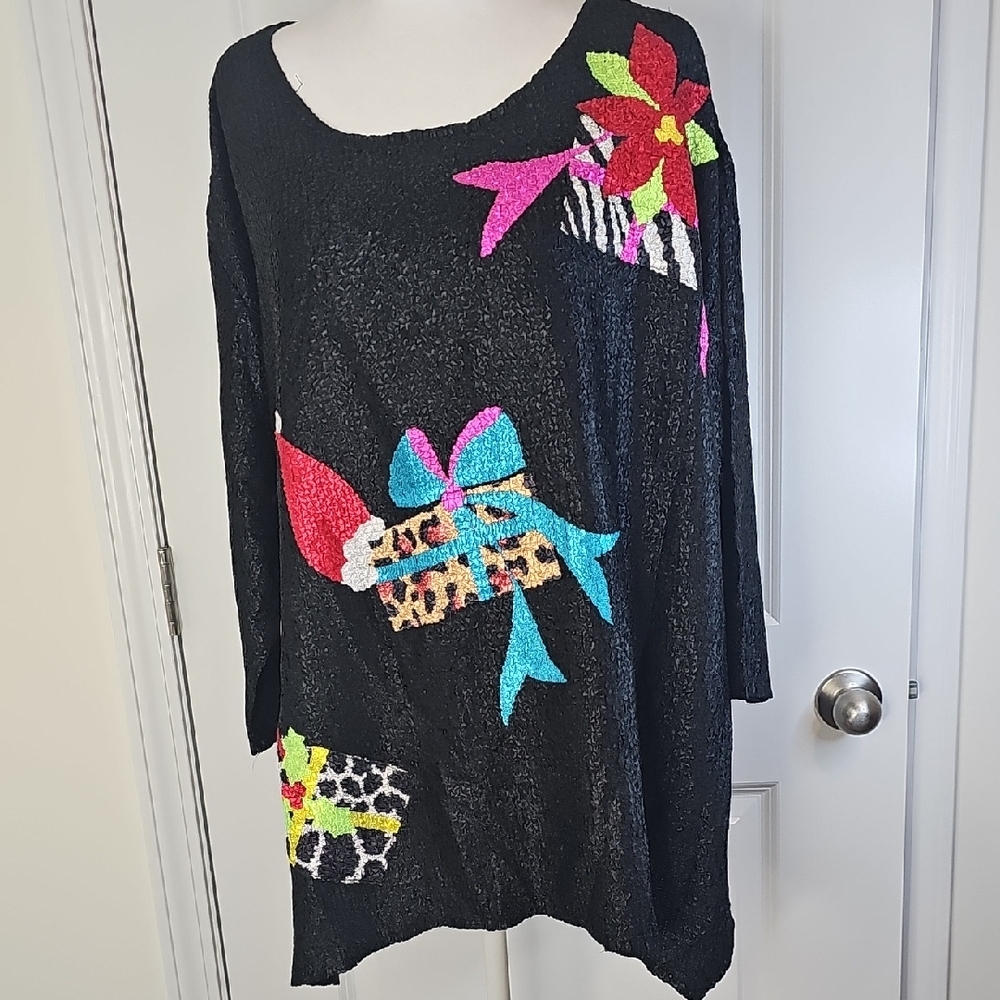 Jack B‎ Quick Colorful Graphic Women's Blouse Ideal For Christmas Size L/XL